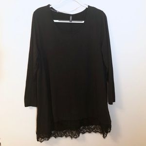 Black Lace Hem Top